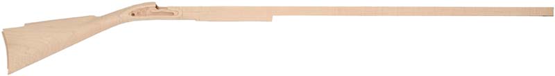 Stock, John Bivins, pre-inlet, large Siler lock,
"B" profile 42" swamped barrel, fancy maple Stock, John Bivins, pre-inlet, large Siler lock,
"B" profile 42" swamped barrel, fancy maple